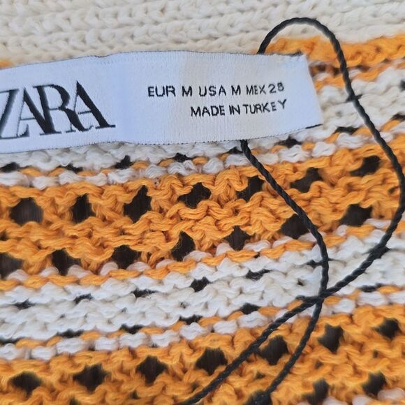 Zara Crochet Cardigan Orange Cream Medium‎ - Picture 3 of 7